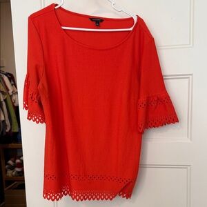 Banana Republic Orange Blouse with Eyelet Trim